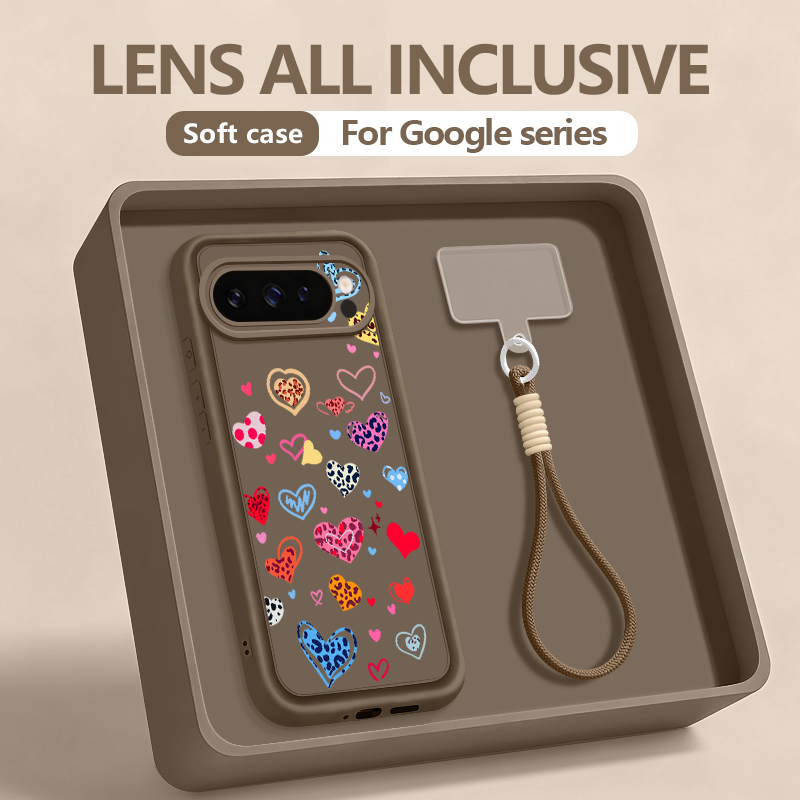Phone Cases Google Pixel 9A - Capa colorida com estampa de coração