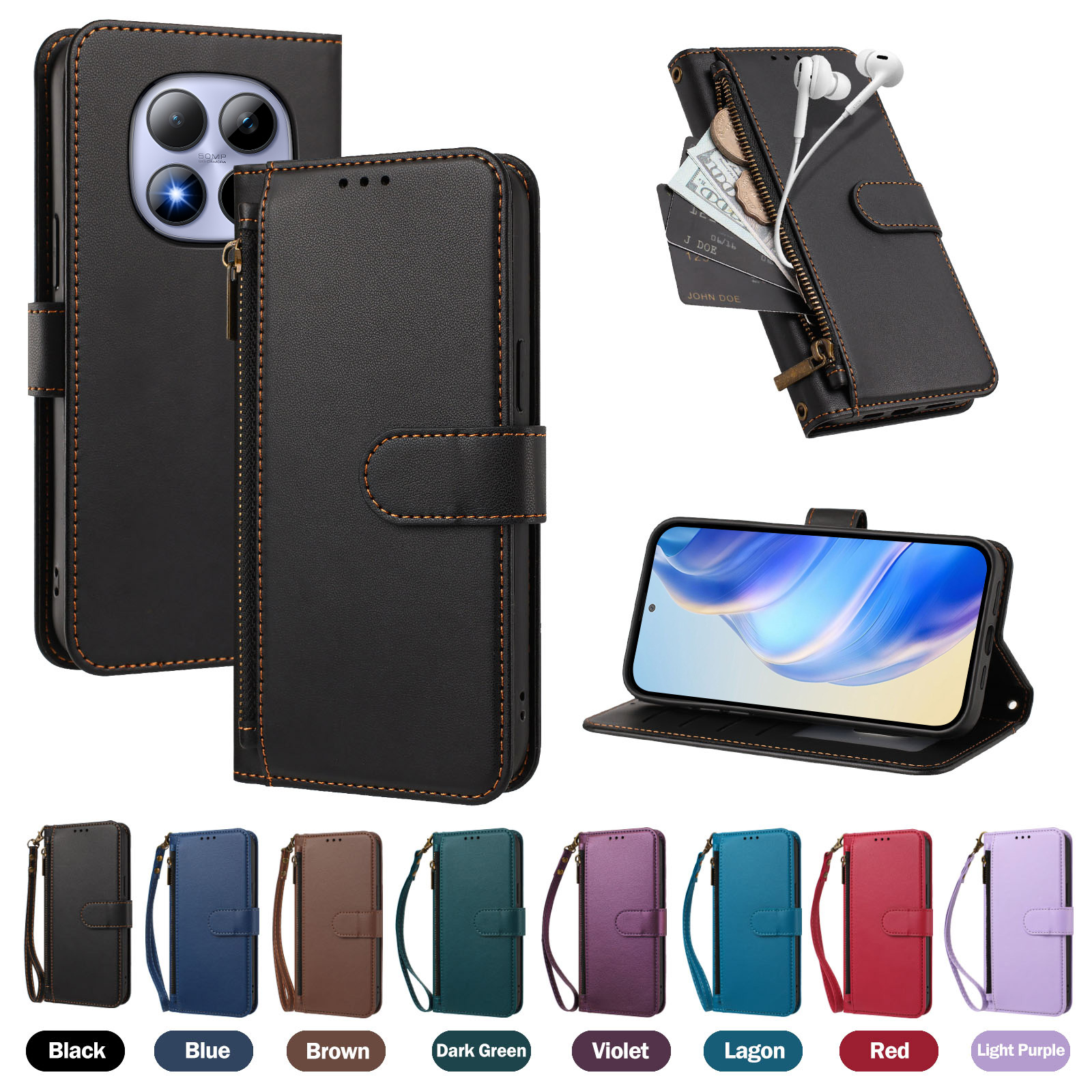 Leather Folio Wallet Case - Capa Protetora de Couro Magnética Folio