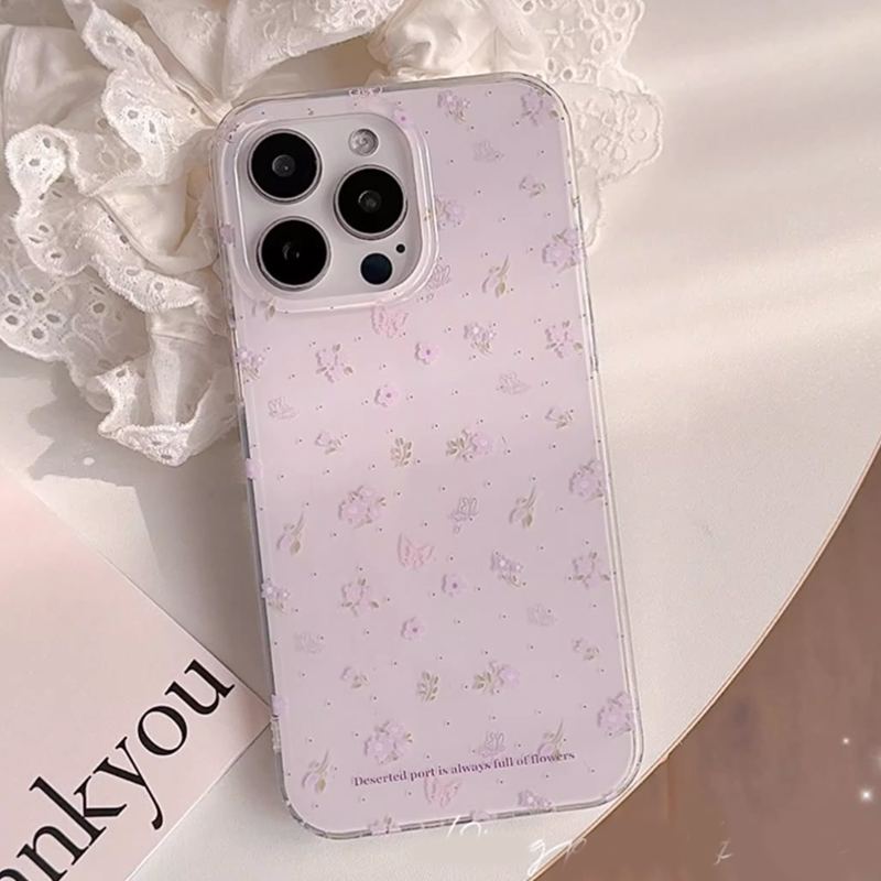Phone Cases Purple - Ins coreano roxo floral cura suave
