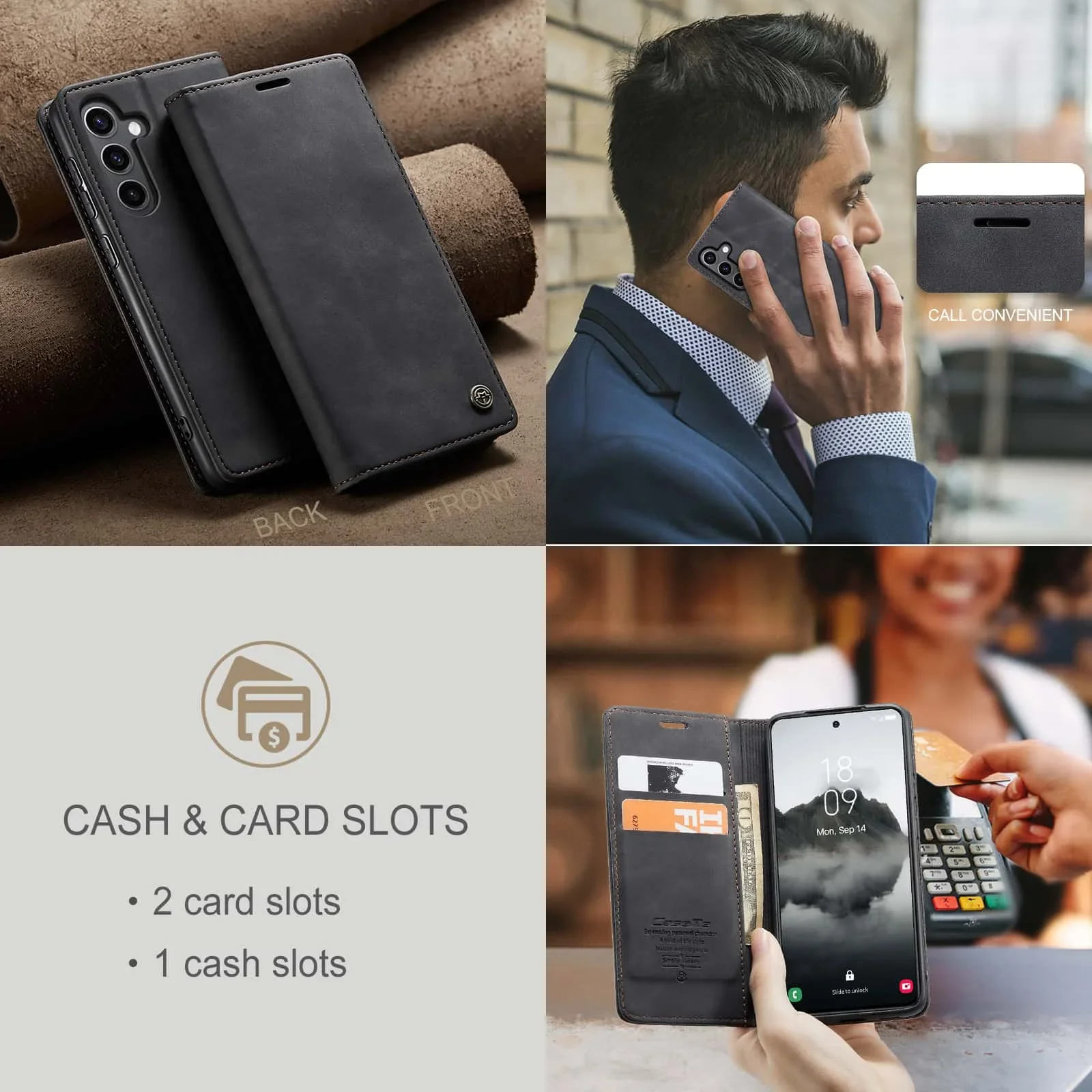 Capa Flip de Couro Retrô para  - Leather Folio Wallet Case avaliação e preço