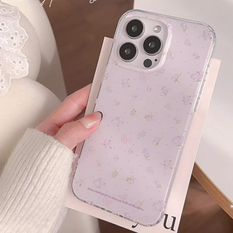 Ins coreano roxo floral cura s - Phone Cases Purple avaliação e preço