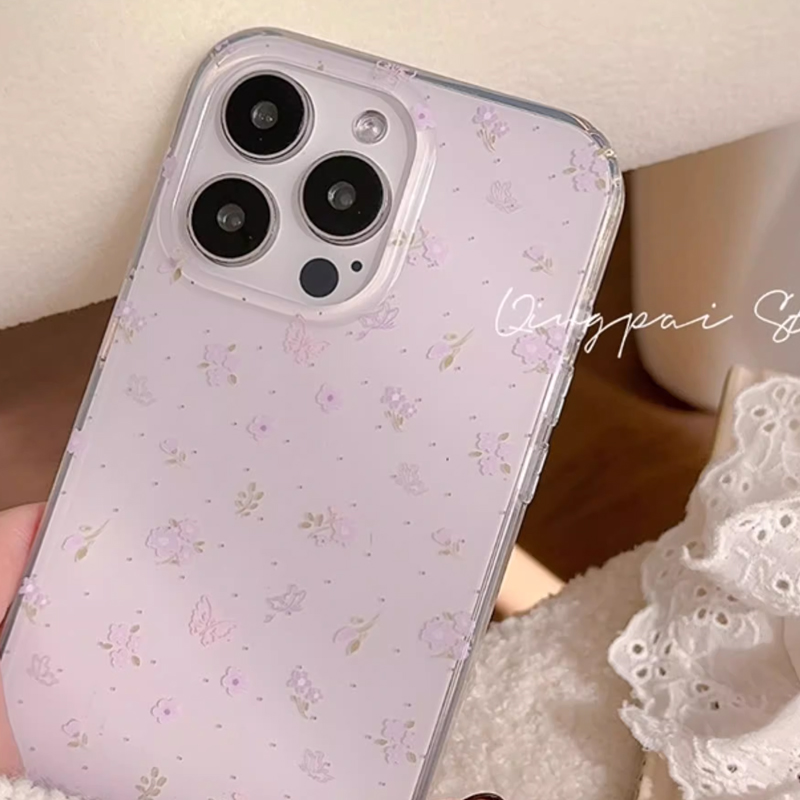 Ins coreano roxo floral cura s - Phone Cases Purple avaliação e preço