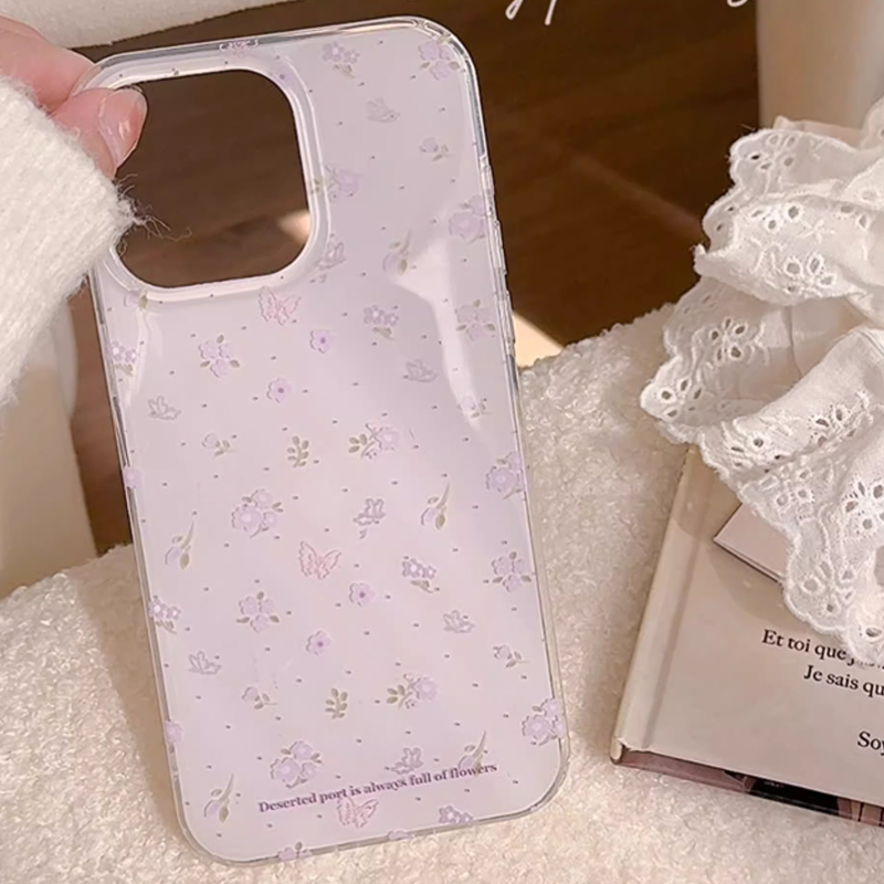 Ins coreano roxo floral cura s - Phone Cases Purple avaliação e preço